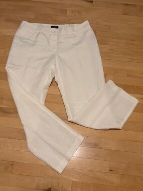 NWT Liz Claiborne Audra White Straight-Leg Pants Linen Rayon Blend - size 16